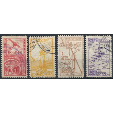 Air: 4 Values - Bolivia 1938 - FH - MiNr 283, 285 & 290/1