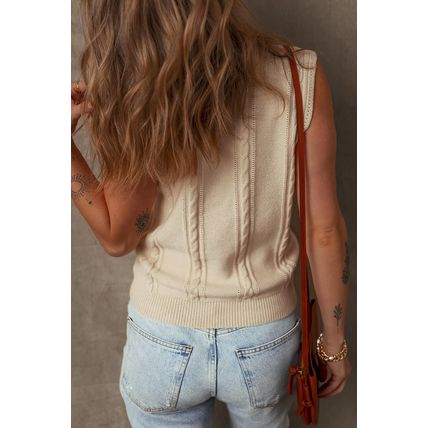Jet Stream Embroidered Floral Cable Knit Sweater Vest