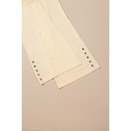 Beige Solid Color Tank Top and Smocked Waist Pants Set