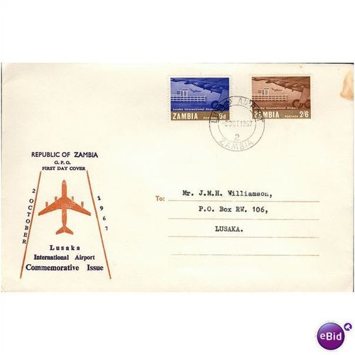 Zambia FDC 1967 - SG 122-123 - Lusaka International Airport Commemorative Issue