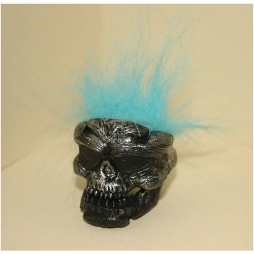 Skull Head with Blue Hair Pencil Topper
