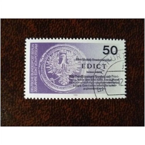 West Berlin Germany 1985 Potsdam Edict fine used stamp SGB705 Huguenots Seal