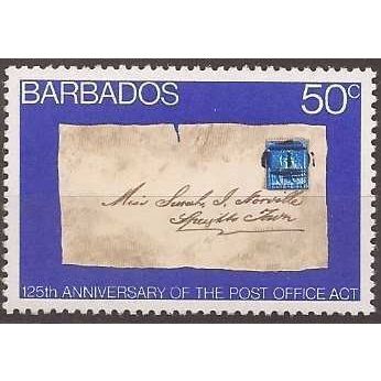 Barbados 1976 Post Office 50c Mounted Mint MM SG 567 Sc 446 stamp Early Letter