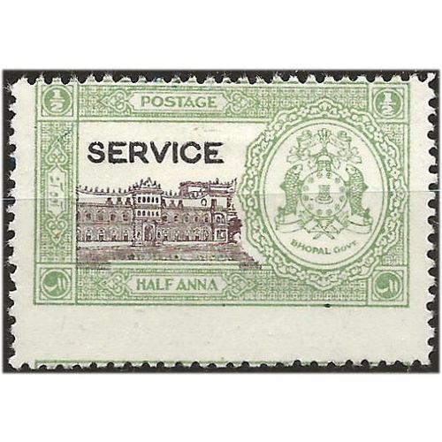 Bhopal (IFS) 1936 O336 1/2a Purple-Brown & Yellow-Green SERVICE Mtd Mint .. ..