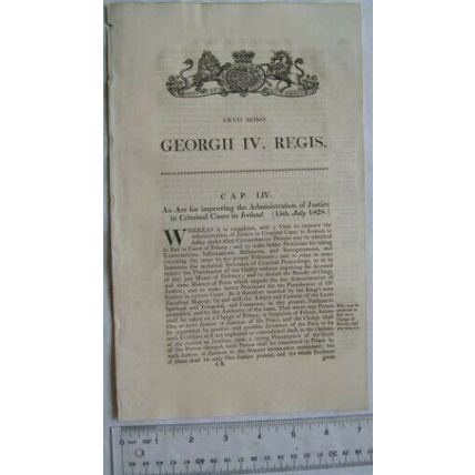 1828 Act of Parliament: justice criminal cases Ireland