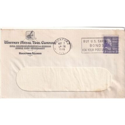 United States 1946 The Whitney Metal Toll Co.Rockford ILL Cover Rockford cancel