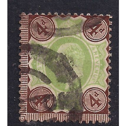 GB 1902 - 10 KEV11 4d Brown & Green Used Stamp .( H501 )