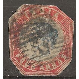 India 1854 SG2 4a Blue & Red Head Die III Good Used cat £600.00 ..