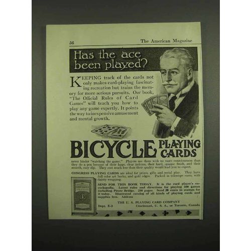 1918 Bicycle Playing Cards Ad - Has Ace Been Played?