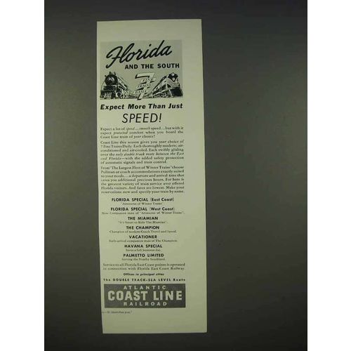 1940 Atlantic Coast Railroad Ad - Florida and the South