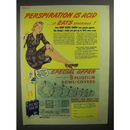 1942 Ivory Snow Detergent Ad - Perspiration is Acid