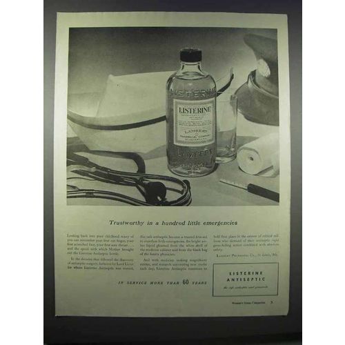 1943 Listerine Antiseptic Ad - Trustworthy Emergencies