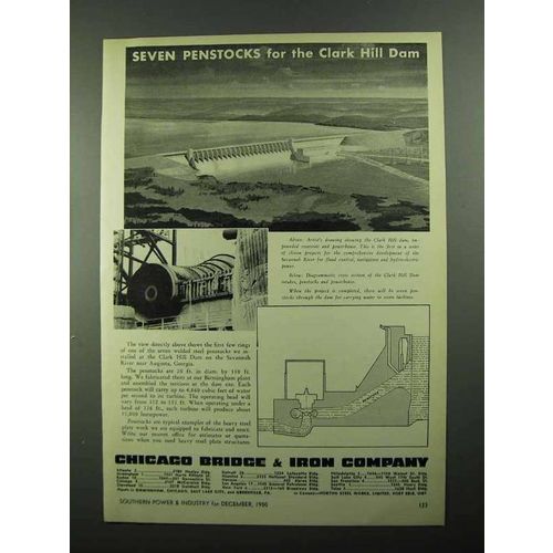 1950 Chicago Bridge & Iron Company Ad - Clark Hill Dam