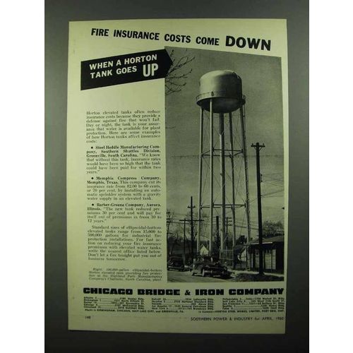 1950 Chicago Bridge & Iron Company Ad - Fire Insurance
