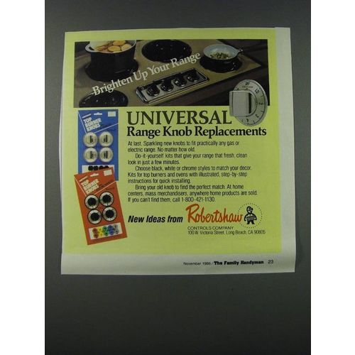 1986 Robertshaw Universal Range Knob Replacements Ad - Brighten up your range