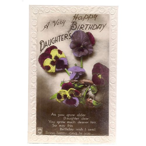 A VERY HAPPY DAUGHTER'S BIRTHDAY .. used vintage postcard
