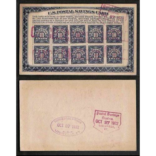 USA Postal Savings Card #PS4 COMPLETE 1932 nicely tied and cancelled