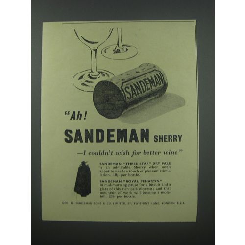 1954 Sandeman Sherry Ad - Ah! Sandeman Sherry