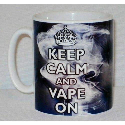 Keep Calm And Vape On Mug Can Personalise Vaping Vaper Ex Smoker Hipster Gift