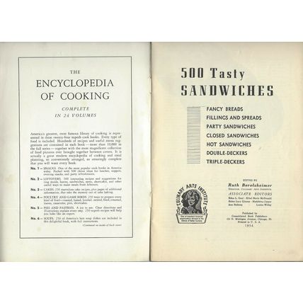 Vintage Culinary Arts Institute 500 Recipes Booklets 1954-1955