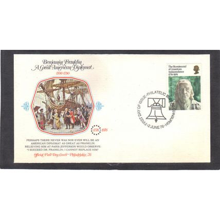 FDC Fleetwood Great Americans 11p Franklin Great Britain (Cachet-U/A) CV42394