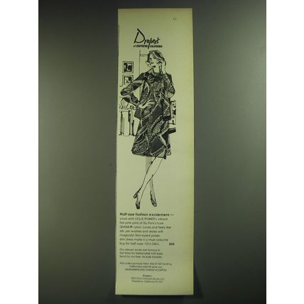 1974 Draper's Leslie Pomer Jacket and Dress Ad - Half-size fashion excitement