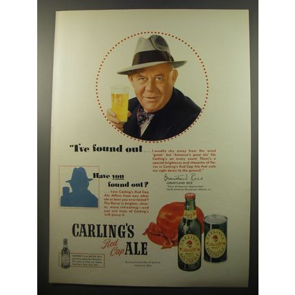 1950 Carling's Red Cap Ale Advertisement - Grantland Rice - I've found out