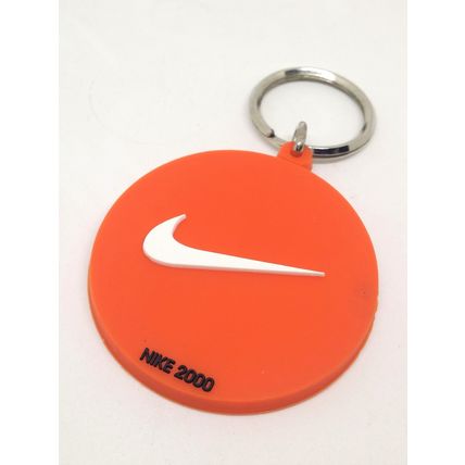 Nike 2000 Swoosh Round Rubber Keychain Key Ring - RARE Vintage