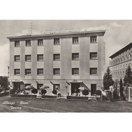 Hotel Rossi Stazione Verona Italy Vintage Real Photo Postcard