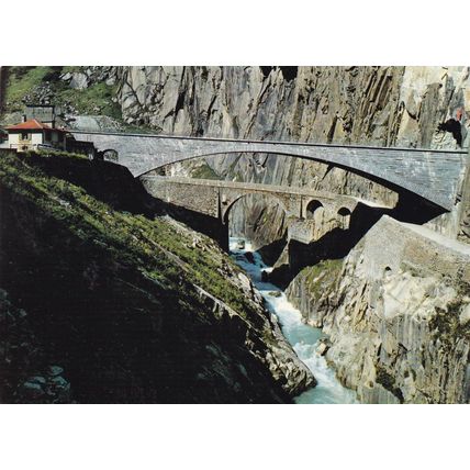 Gotthardstrasse Teufelsbrucken Switzerland Postcard unused VGC