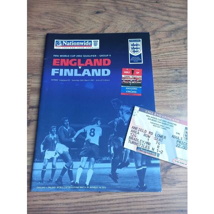 2001 England vs Finland Programme & Ticket