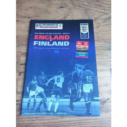 2001 England vs Finland Programme & Ticket