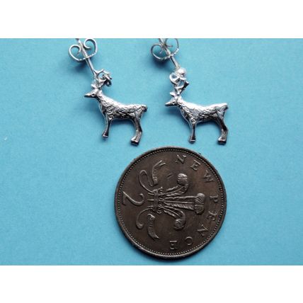 Nordic Influence 830 Silver Reindeer Earrings For Pierced Ears Maker - JR