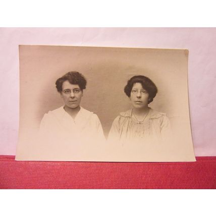 2 x UNKNOWN LADIES , antique portrait b/w photograph postcard /