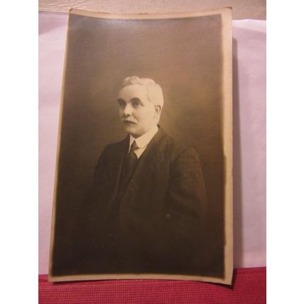 WHITE HAIRED GENTLEMAN antique portrait b/w photograph postcard /