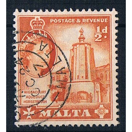 Malta 1956 SG267 ma5 Wignacourt Aqueduct Horsetrough 1/2d Used Stamp