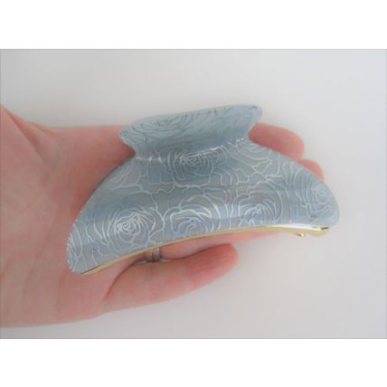 Blue rose iridescent colorful glitter sparkle hair claw clip for thick hair