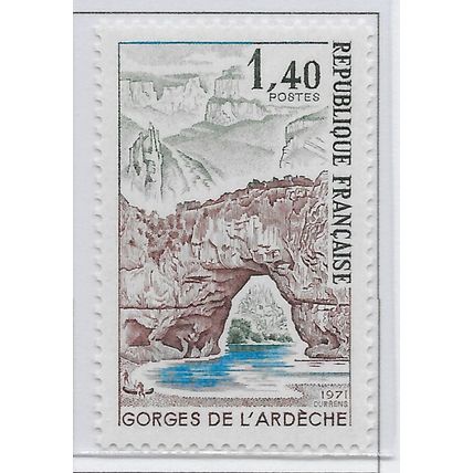 FRANCE 1971 MINT UNMOUNTED MNH GORGES OF ARDECHE RIVER FLOWS UNDER NATURAL ARCH