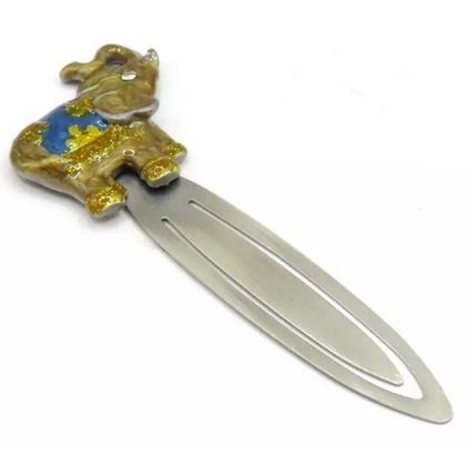 Elephant Bookmark Metal Brown & Blue Detail 11 CM Gift Collectable Home