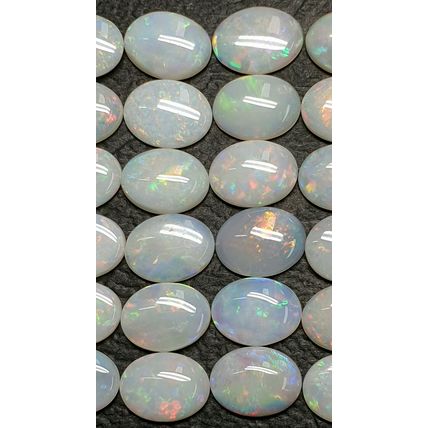 53407 - 30 Aussie Natural Earth Mined Coober Pedy Solid White Opals 8x6 mm Oval