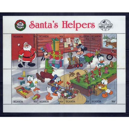 Uganda 648 MNH Disney Christmas Santa's Helpers ZAYIX 0624L0025