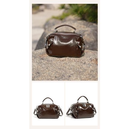 Genuine Leather Women Purses and Handbags Shoulder Tote Bags Brown