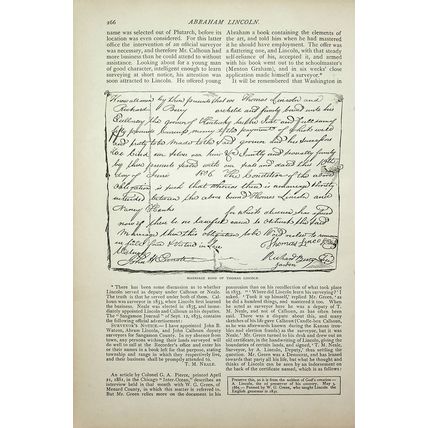 Facsimile Marriage Bond Of Thomas Lincoln, Book Illustration (Print)
