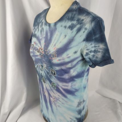 No Boundaries Women's Zodiac Sign Tie Dye Blue Short Sleeve T-Shirt Sz Small