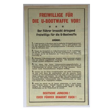 Original WW2 British Air Drop Propaganda Leaflet. Code 9x [1942].
