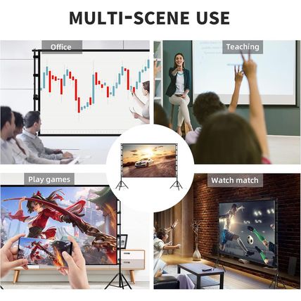 TOWOND Projector Screen and Stand, 150 Inch Indoor Outdoor Projection Screen, Po