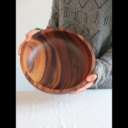 5 Kitchen Natural Wooden Utensils Bowl Household Fruit Salad For Home Restaurant