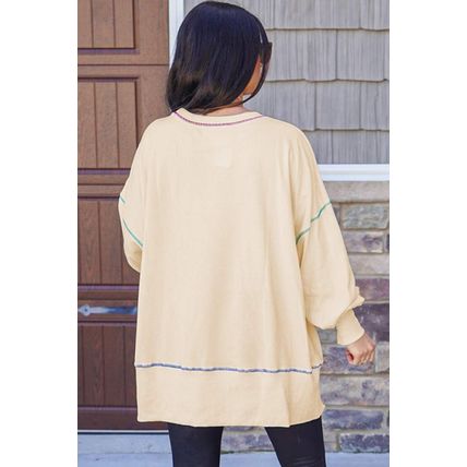 White Give Thanks to the LORD Graphic High Low Hem Loose Sweatshirt