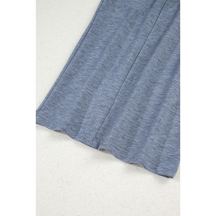 High Frilled Detail Wide Leg High Waist Knit Pants