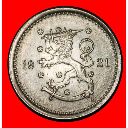Ⰶ LION (1921-1948): FINLAND ★ 50 PENCE 1921H!★LOW START★NO RESERVE